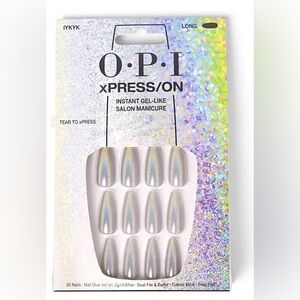 🆕 OPI XPress/On - Press-on Long Nails- Silver Holographic